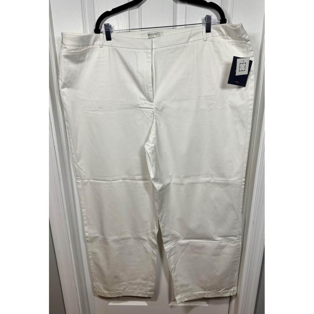 NWT Liz Claiborne "Jackie" Straight Leg Pants Adjust. Womens White Size 24W